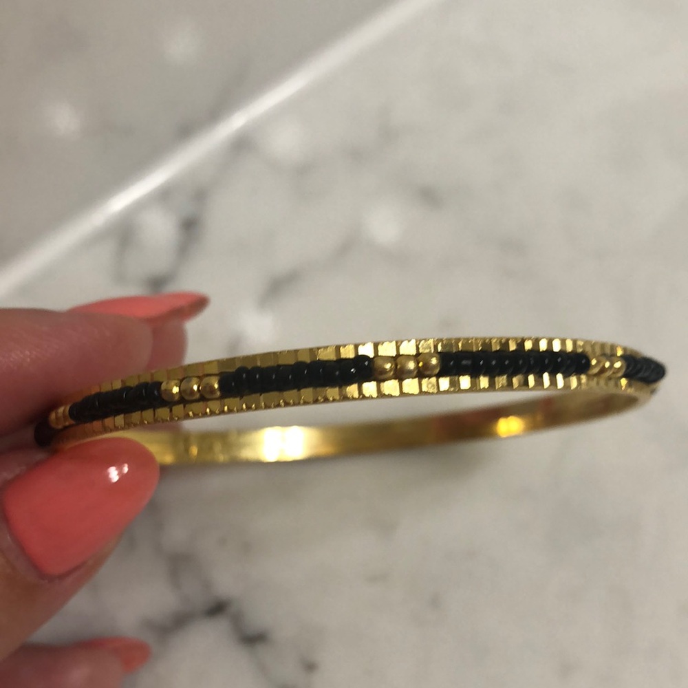 Elegant Gold and Black Bangle Bracelet